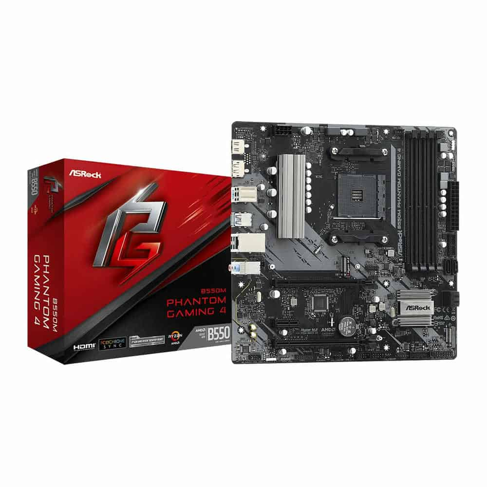 ASRock AMD Ryzen B550M Phantom Gaming 4 AM4 PCIe 4.0 mATX Motherboard